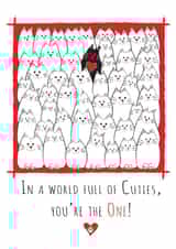 Cute, unisex, romantic card for cat lovers - You're the One created by Kat Pearson