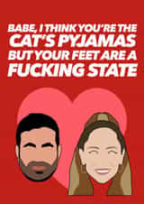 Rude Valentine's day card - Ted Lasso Roy Keeley - Cat's pyjamas feet created by Arlo & Co. Design