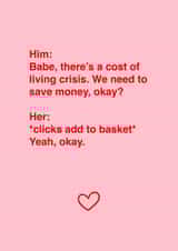 This funny valentines card is something that a lot of us can relate to created by Poppet and Moose