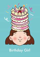Cute Birthday Girl Cake Card - For Her created by Emelia Brooks