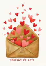 Thinking of You Card - Valentine's Card - Cute Watercolour - Sending My Love created by Lucy Rogers