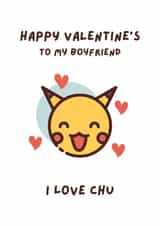 Cute Pokemon Valentines Card for Boyfriend, Gamers & Nerdy Partners with Pikachu created by Lucky Jems Gifts