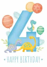 Cute 4th Birthday Dinosaur card created by Trudles Doodles Handmade