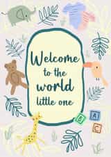 Welcome to the world little one - Cute new born baby card pastel colours created by Kayleigh Rose Prints