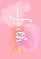 Pink Watercolour Faith Female Christening - Christianity Religious Birthday Card created by Anna Glews