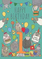 Cute Birthday Card - 1st - Sheep created by FELLTARN