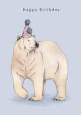 Cute birthday card - Polar bear - Party hat created by Dani Williams