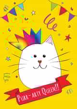 Cute, colourful and fun birthday card for cat lover friends and family created by Kat Pearson