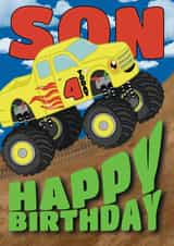 Cute Son 4th Birthday Card - Monster Truck created by @Cupsie's Creations