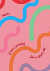 Aesthetic cute pink card for bestie partner - you’re my fave happy birthday! created by Robyn Pugh