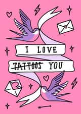 Cute tattoo inspired valentine card created by Poppy Jane Prints