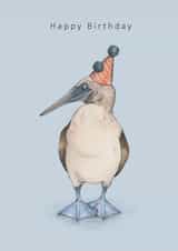 Blue-footed booby bird birthday card created by Dani Williams
