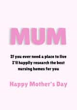 Funny nursing home card for Mother's Day created by KB Handmade Boutique