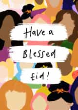 Cute Eid Card for Friends - Muslim Illustration - Have a Blessed Eid! created by Halima Khanum