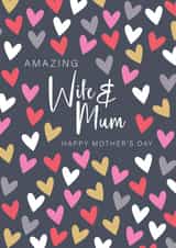 Cute Mother's Day Card - Amazing Wife & Mum - Hearts created by The Boy and the Bear