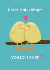 Cute Anniversary Card - Love Birds created by Giddy Kipper