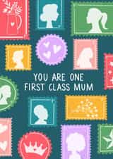 Cute Mother’s Day Card - First Class Mum - Stamps created by From Deanna