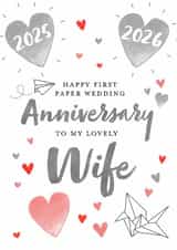 Cute Anniversary Card - Wife - 2026 - Paper created by Juniper and Rose Studio