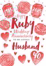Cute Anniversary Card - Husband - 2025 - Ruby created by Juniper and Rose Studio