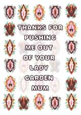 Naughty card for your mum on mothers day -  lady garden. created by Octomokney and Sponge 