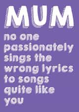 Funnt Mum cant sing card created by Red Koala
