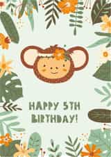 5th Birthday Card | Monkey Card | Animal | Kids | Children's | Gender Neutral created by Ricicle Cards
