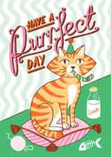 Cute Birthday Card - Purrfect - Cat created by Jacqueline Colley