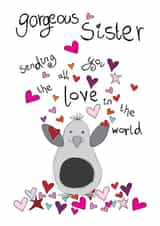 Cute Birthday Card - Gorgeous Sister - Penguin created by Paperlicious