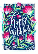 Happy Birthday Blue Florals for Female Partner & Friend created by The Sunshine Bindery