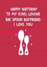 Boyfriend Birthday Card - Big Spoon Boyfriend - I Love You created by HCD Illustration