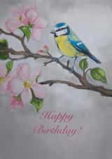 Beautiful, Delicate Bluetit Design Creates a Birthday Card They'll Treasure. created by Designs by Vivi