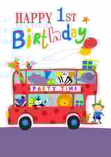 1st Birthday - Cute Party Animal Bus created by Dale Simpson