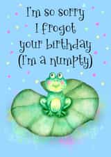 Cute Belated Birthday Card With Funny Frog created by Nina’s Novelties