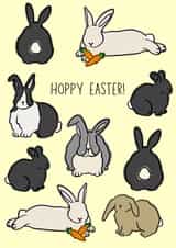 Cute Easter Card for all ages - Hoppy Easter - Bunny Rabbits created by FloofAndFlump Designs