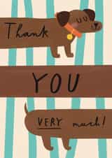 Cute Thank You Dog Card - Thank You Very Much - Sausage Dog created by Alice Mole Illustration
