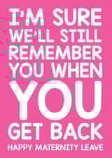 Maternity leave card - cheeky, funny - work colleague, your boss. created by Thirty Mussels