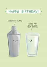Cute Funny Alcohol Hangover Birthday Card - Mixing Drinks created by Sydney Jo Designs