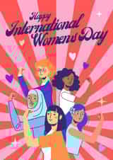 Happy International Women's Day celebration card - Strong women - Feminism created by Nina Bombina