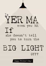 Funny Northern Ireland Mother's Day Card: The Big Light and your Ma. created by smALL Prints NI