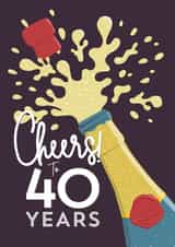 Cute Birthday/Anniversary Card -  Cheers to 40 Years created by Little Red Cherry