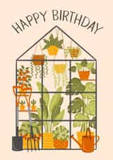 Happy Birthday Greenhouse Card For Your Gardening Lover Friend or Family Member created by Sarah Cowan