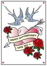 A Happy Anniversary card for partner, husband, wife, the one I love created by JayneyD Designs