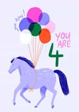 Cute Birthday Card - 4th - Horse with Balloons created by Carla Ellis