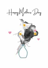 A Mothers day card with pink hearts & little daffodills that signify March & mom created by Brummy Artist