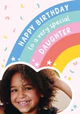 Personalised Birthday Photo Card created by Macie Dot Doodles - Cute Birthday Card - Rainbow - Very Special Daughter