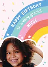 Personalised Birthday Photo Card created by Macie Dot Doodles - Cute Birthday Card - Rainbow - Very Special Niece
