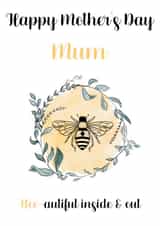 Cute bee-themed Mothers day card for your mum with beautiful bee design. created by Sophie Elizabeth