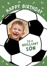 Personalised Birthday Photo Card created by Macie Dot Doodles - Cute Birthday Card - Football - Brilliant Son