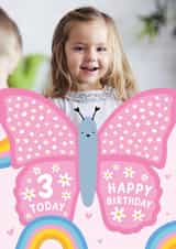 Personalised Birthday Photo Card created by Macie Dot Doodles - Cute Birthday Card - 3rd - Butterfly