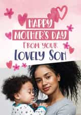 Personalised Mothers Day Photo Card created by Geordies Love Gin - Pretty Mother's Day Card - From your Lovely Son